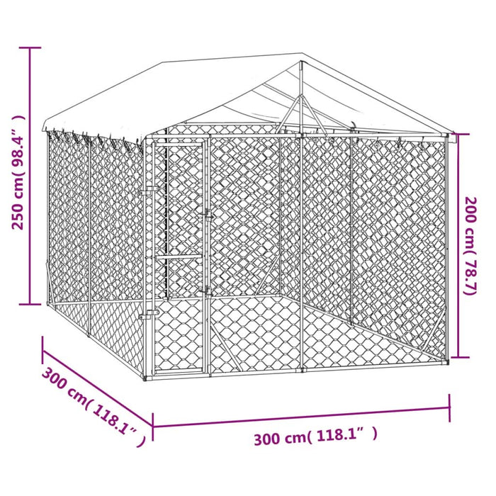 Padoc de exterior cu acoperiș argintiu 3x3x2,5m oțel galvanizat - WALTI WALTI