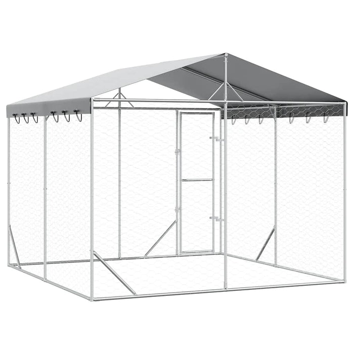 Padoc de exterior cu acoperiș argintiu 3x3x2,5m oțel galvanizat - WALTI WALTI