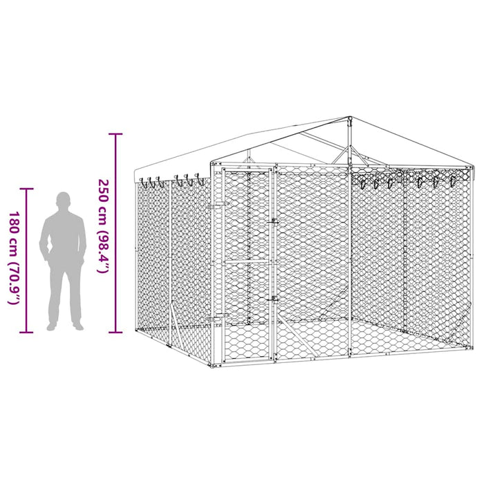 Padoc de exterior cu acoperiș argintiu 3x3x2,5m oțel galvanizat - WALTI WALTI