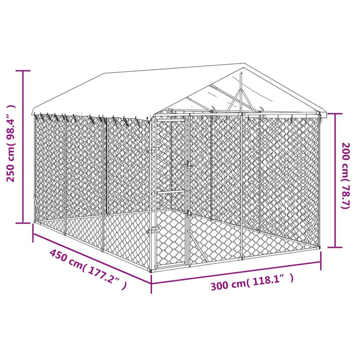 Padoc exterior cu acoperiș argintiu 3x4,5x2,5 m oțel galvanizat - WALTI WALTI