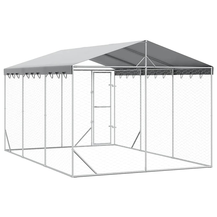 Padoc exterior cu acoperiș argintiu 3x4,5x2,5 m oțel galvanizat - WALTI WALTI