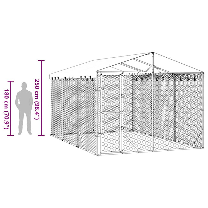Padoc exterior cu acoperiș argintiu 3x4,5x2,5 m oțel galvanizat - WALTI WALTI