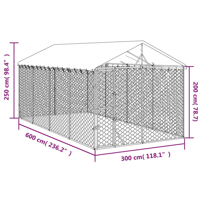 Padoc de exterior cu acoperiș argintiu 3x6x2,5m oțel galvanizat - WALTI WALTI