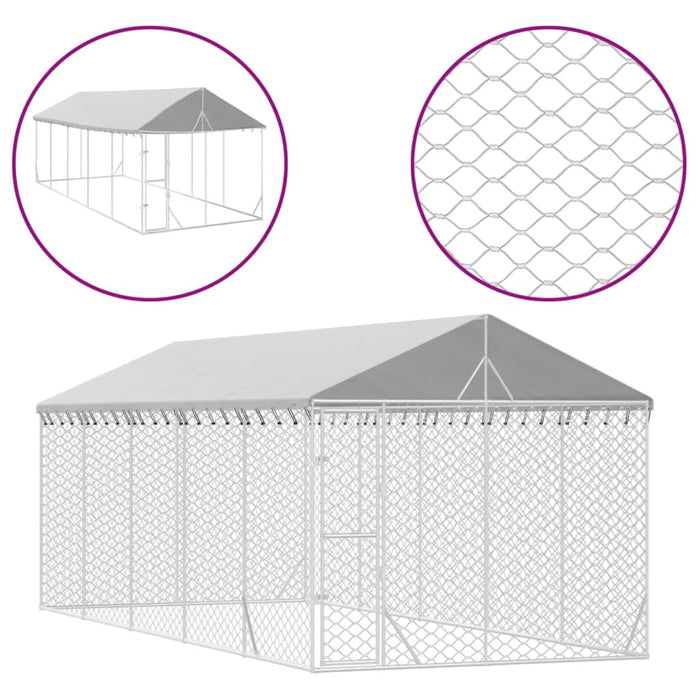 Padoc exterior cu acoperiș argintiu 3x7,5x2,5 m oțel galvanizat - WALTI WALTI
