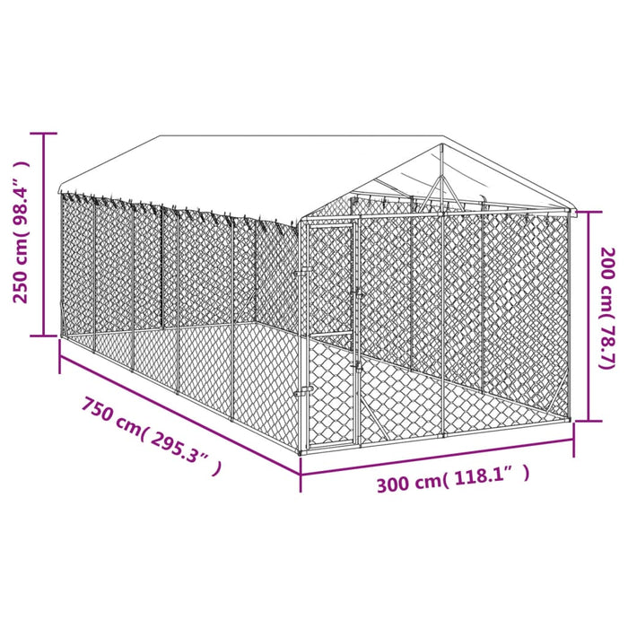 Padoc exterior cu acoperiș argintiu 3x7,5x2,5 m oțel galvanizat - WALTI WALTI