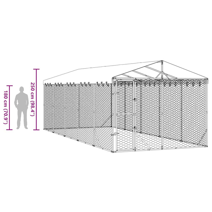 Padoc exterior cu acoperiș argintiu 3x7,5x2,5 m oțel galvanizat - WALTI WALTI