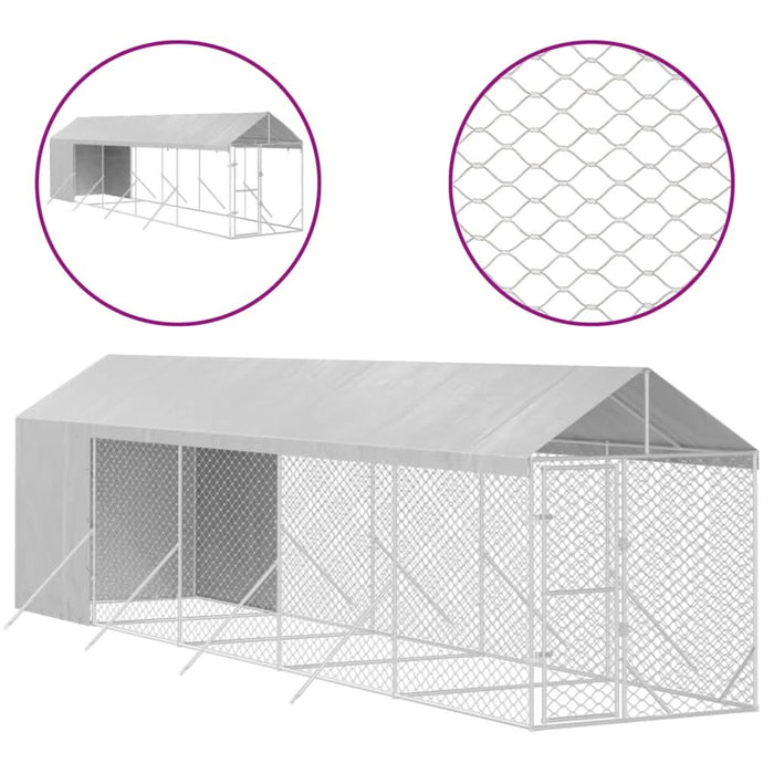 Padoc exterior cu acoperiș argintiu 2x10x2,5 m oțel galvanizat - WALTI WALTI