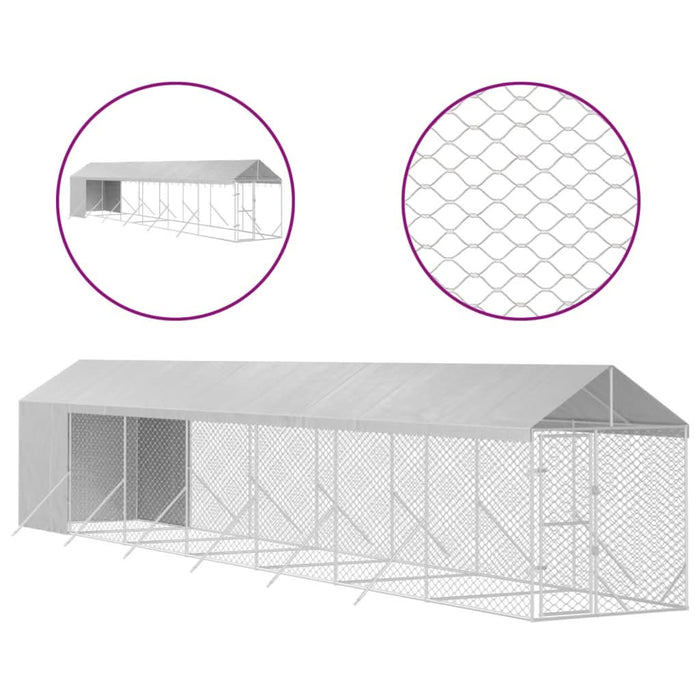 Padoc exterior cu acoperiș argintiu 2x14x2,5 m oțel galvanizat - WALTI WALTI