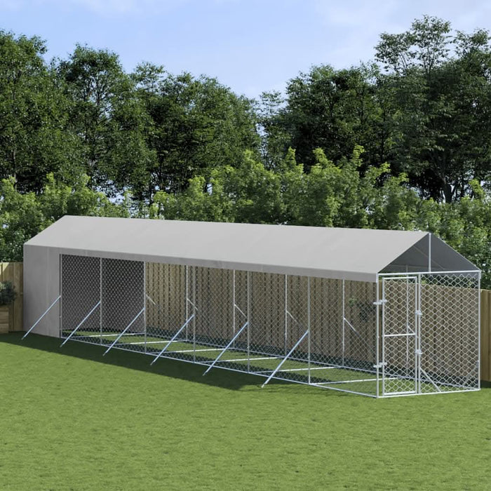 Padoc exterior cu acoperiș argintiu 2x14x2,5 m oțel galvanizat - WALTI WALTI