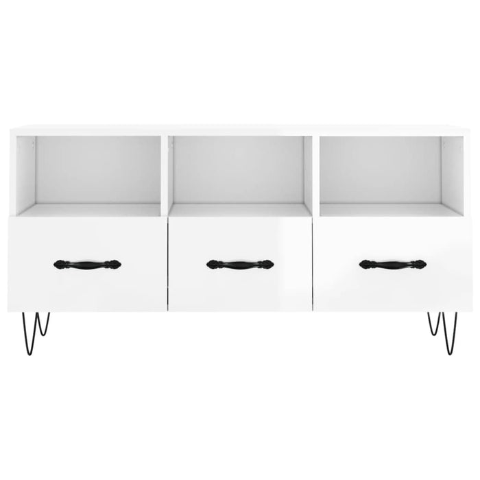 Comodă TV, alb extralucios, 102x36x50 cm, lemn prelucrat WALTI