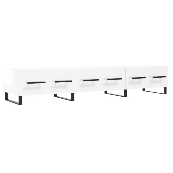 Comodă TV, alb extralucios, 150x36x30 cm, lemn prelucrat WALTI