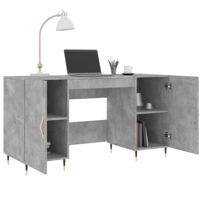 Birou, gri beton, 140x50x75 cm, lemn compozit - WALTI WALTI
