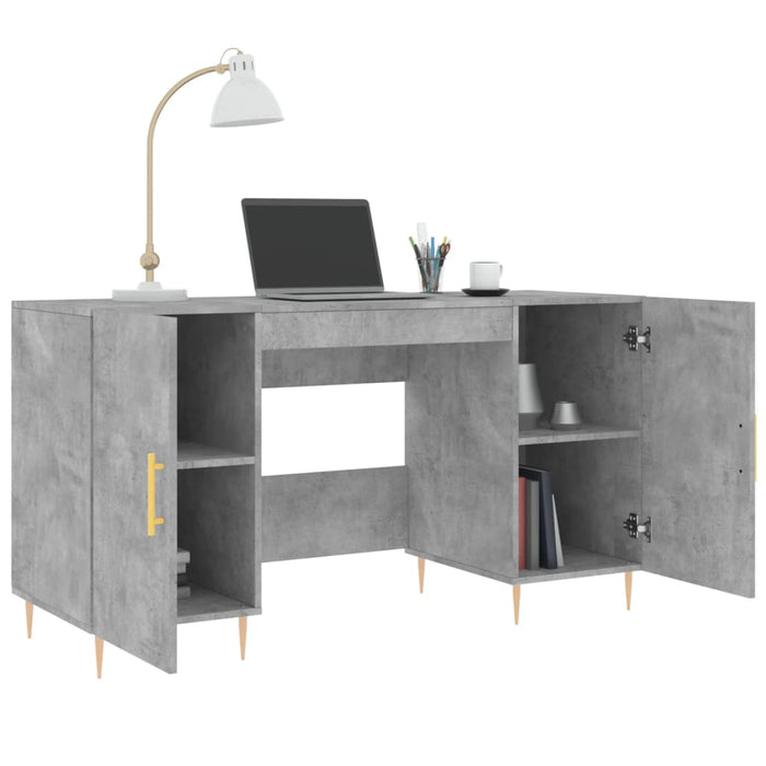 Birou, gri beton, 140x50x75 cm, lemn compozit - WALTI WALTI