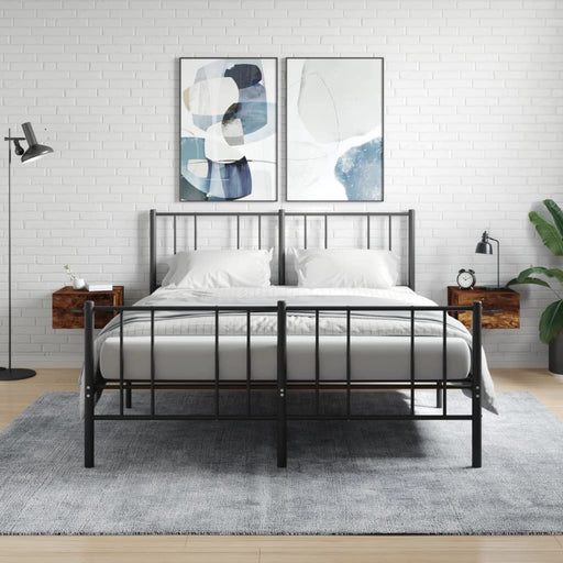 Noptiere de perete, 2 buc., stejar afumat, 35x35x20 cm - WALTI WALTI