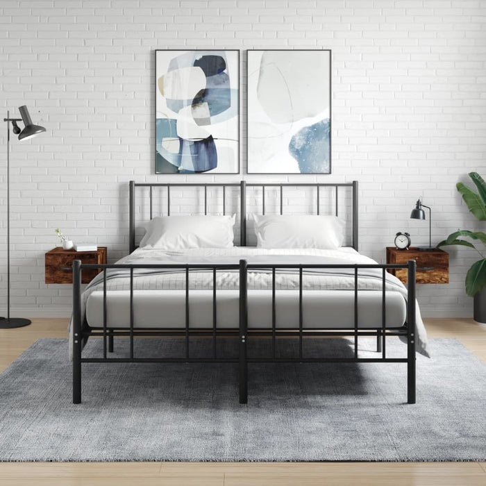 Noptiere de perete, 2 buc., stejar afumat, 35x35x20 cm - WALTI WALTI