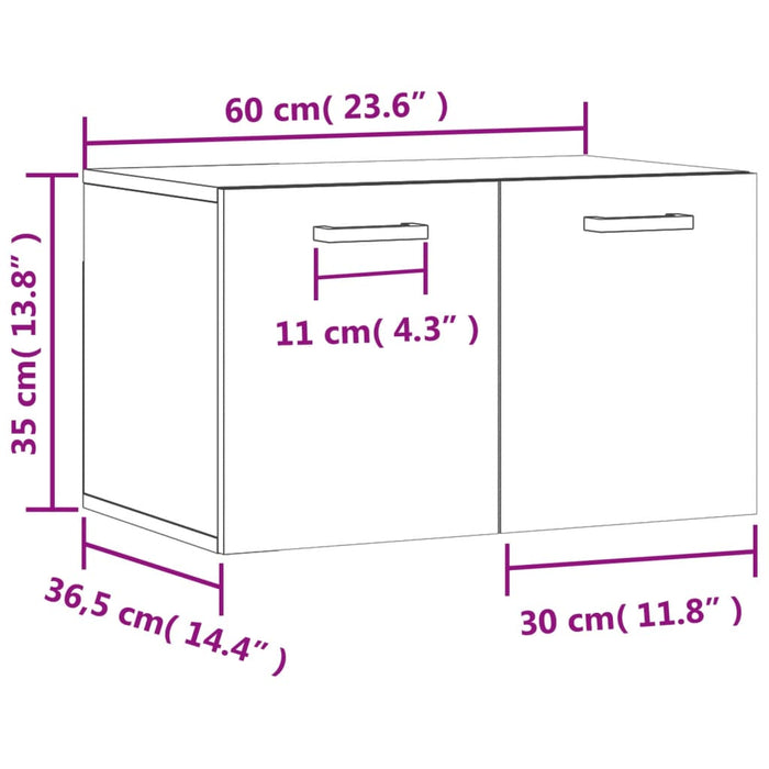 Dulap de perete, stejar fumuriu, 60x36,5x35 cm, lemn prelucrat - WALTI WALTI
