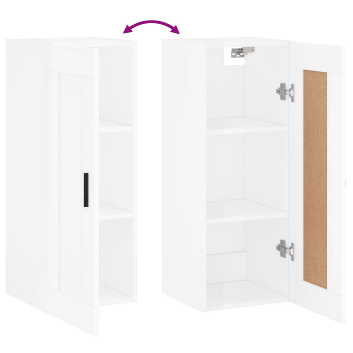 Dulap de perete, alb extralucios, 34,5x34x90 cm, lemn prelucrat WALTI