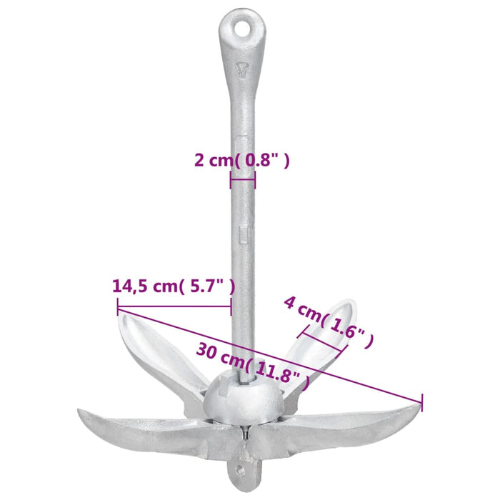 Ancoră pliabilă, argintiu, 2,5 kg, fier maleabil - WALTI WALTI