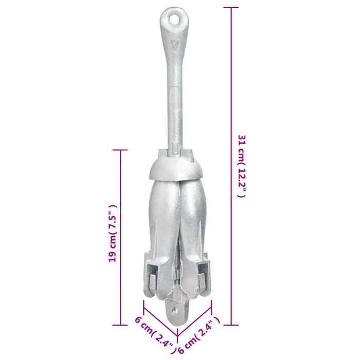 Ancoră pliabilă cu funie, argintiu, 1,5 kg, fier maleabil - WALTI WALTI