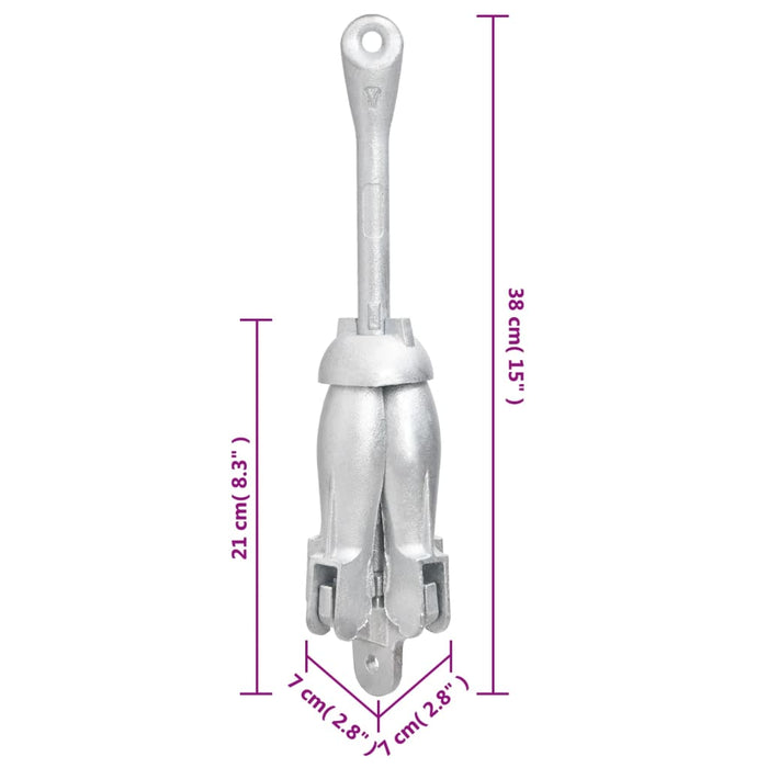 Ancoră pliabilă cu funie, argintiu, 2,5 kg, fier maleabil - WALTI WALTI