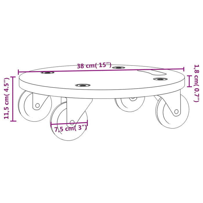 Cărucioare de transport, 2 buc., rotunde, Ø38x11,5 cm, 250 kg WALTI