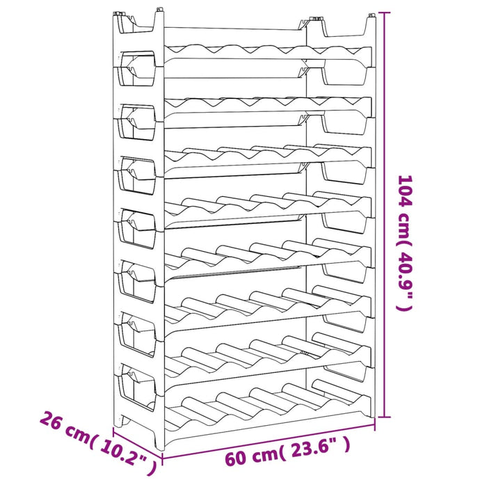 Raft de sticle de vin, pentru 48 sticle, PP, stivuibil - WALTI WALTI