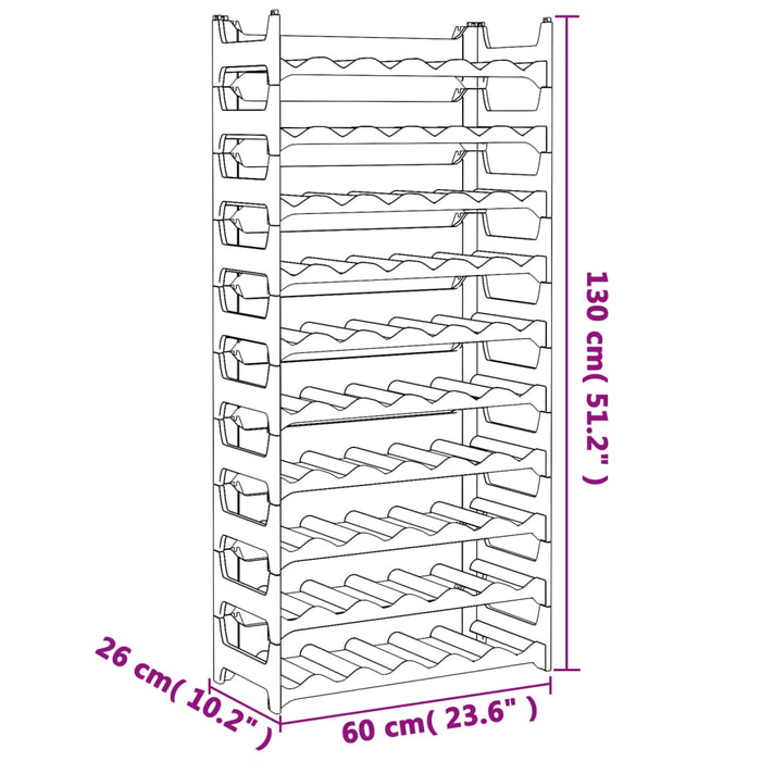 Raft de sticle de vin, pentru 60 sticle, PP, stivuibil - WALTI WALTI