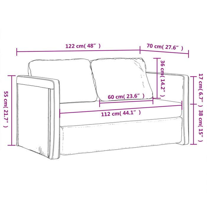 Canapea extensibilă de podea 2 în 1, gri, 122x204x55 cm catifea - WALTI WALTI