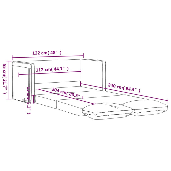 Canapea extensibilă de podea 2 în 1, gri, 122x204x55 cm catifea - WALTI WALTI