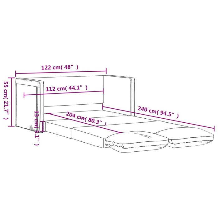 Canapea extensibilă de podea 2 în 1, gri închis, 122x204x55 cm WALTI