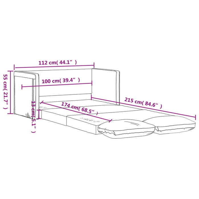 Canapea extensibilă 2 în 1, gri deschis, 112x174x55 cm, textil - WALTI WALTI