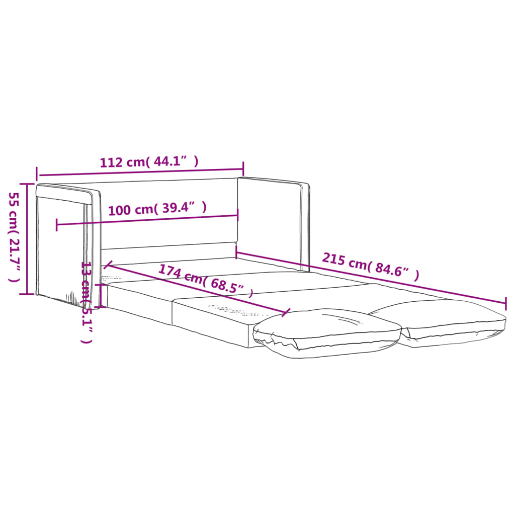 Canapea extensibilă 2 în 1, roșu vin, 112x174x55 cm piele eco - WALTI