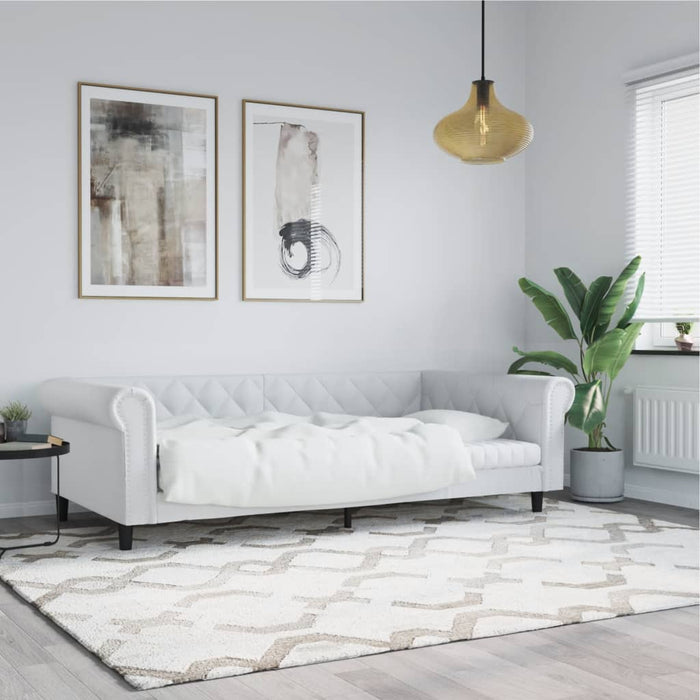 Cadru de pat, alb, 90x200 cm, piele ecologică WALTI