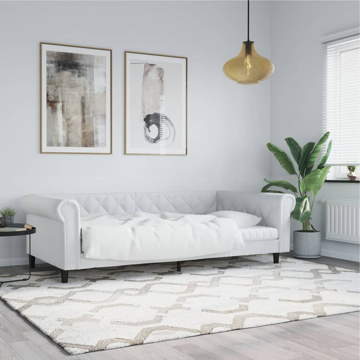 Pat de zi, alb, 100x200 cm, piele ecologică - WALTI WALTI