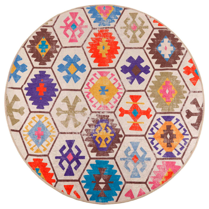 Covor lavabil, multicolor, Ø 120 cm - WALTI WALTI