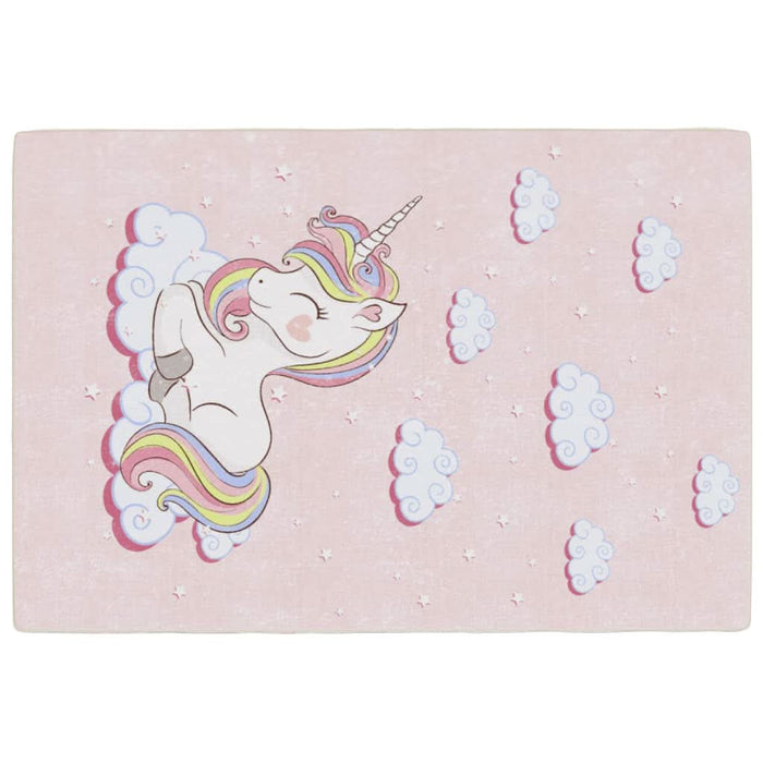 Covor copii, roz unicorn, 160x230 cm, lavabil, anti-alunecare - WALTI WALTI