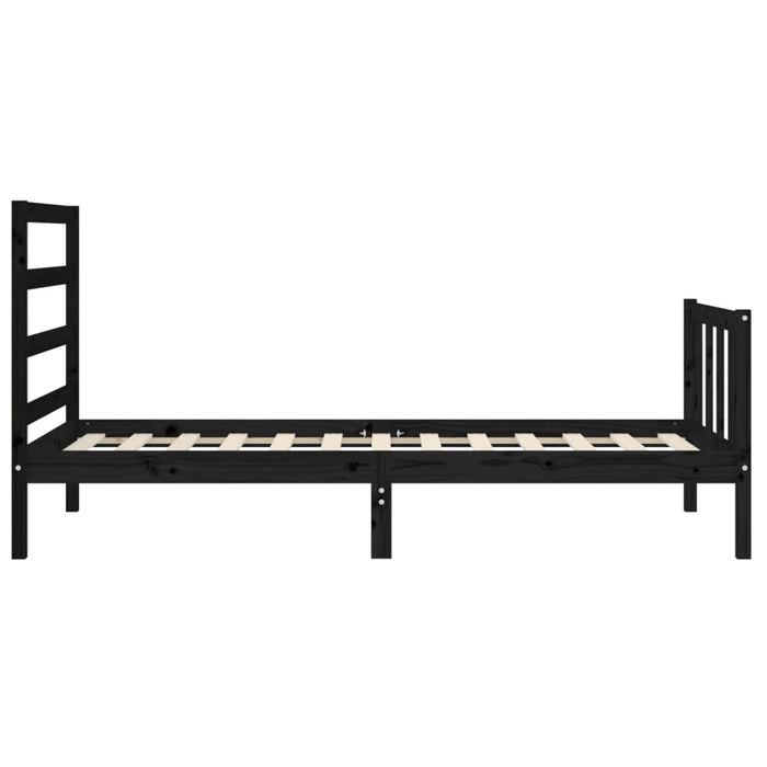 Cadru de pat cu tăblie Small Single, negru, lemn masiv - WALTI WALTI