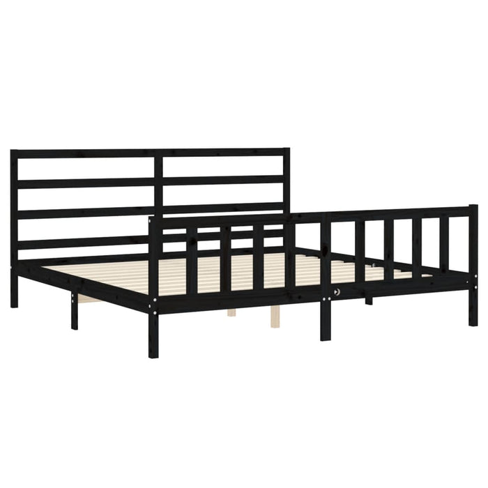 Cadru pat cu tăblie 200x200 cm, negru, lemn masiv - WALTI WALTI