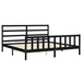 Cadru pat cu tăblie 200x200 cm, negru, lemn masiv - WALTI WALTI