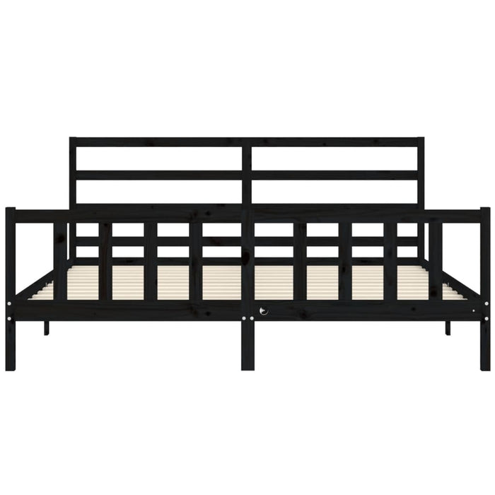 Cadru pat cu tăblie 200x200 cm, negru, lemn masiv - WALTI WALTI