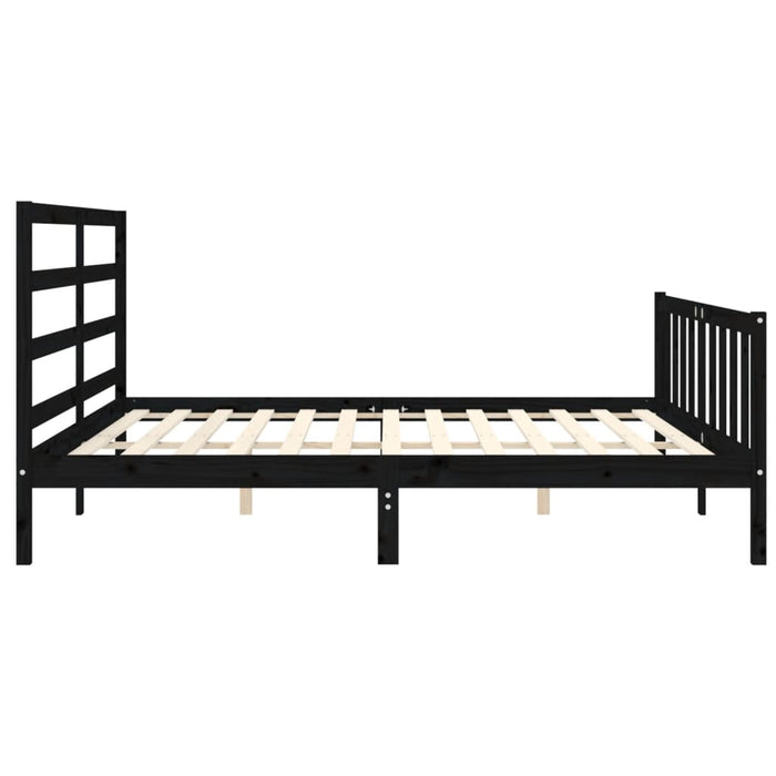 Cadru pat cu tăblie 200x200 cm, negru, lemn masiv - WALTI WALTI