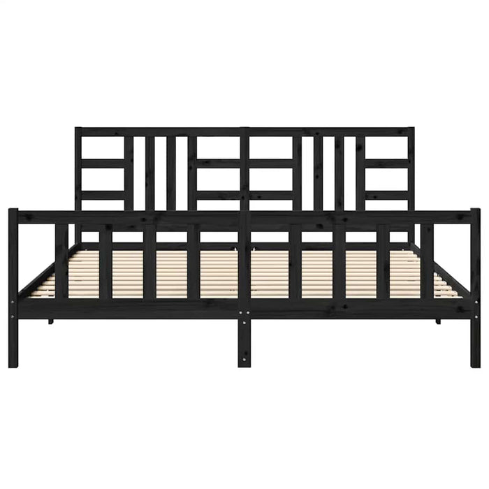 Cadru pat cu tăblie 200x200 cm, negru, lemn masiv WALTI
