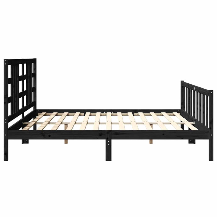 Cadru pat cu tăblie 200x200 cm, negru, lemn masiv WALTI