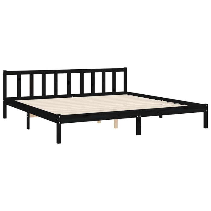 Cadru pat cu tăblie 200x200 cm, negru, lemn masiv WALTI