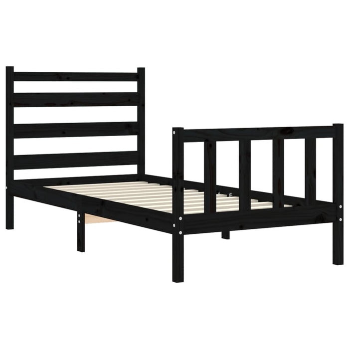 Cadru de pat cu tăblie Small Single, negru, lemn masiv - WALTI WALTI