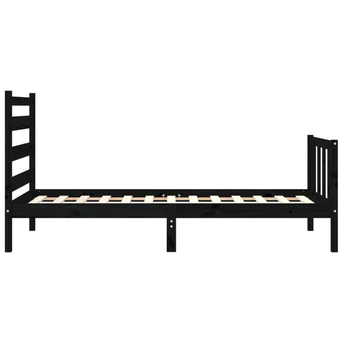 Cadru de pat cu tăblie Small Single, negru, lemn masiv - WALTI WALTI