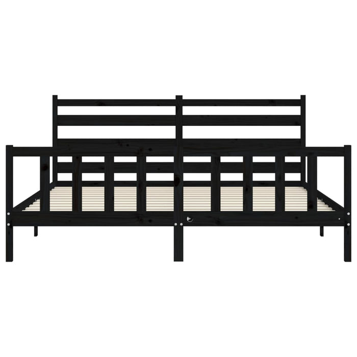 Cadru pat cu tăblie 200x200 cm, negru, lemn masiv WALTI