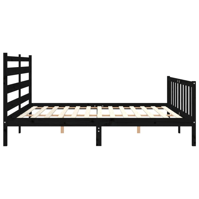 Cadru pat cu tăblie 200x200 cm, negru, lemn masiv WALTI