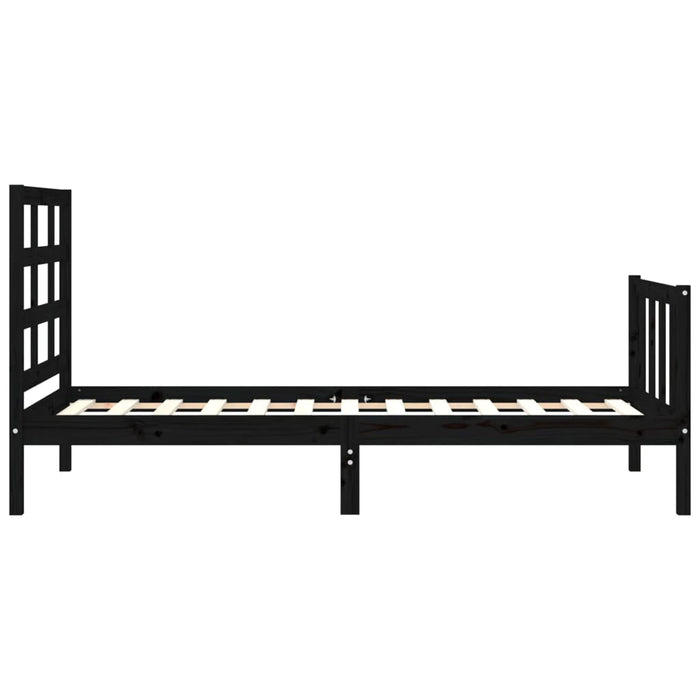 Cadru de pat cu tăblie Small Single, negru, lemn masiv WALTI