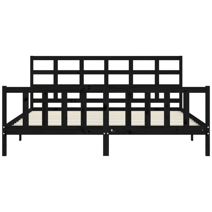 Cadru pat cu tăblie 200x200 cm, negru, lemn masiv WALTI